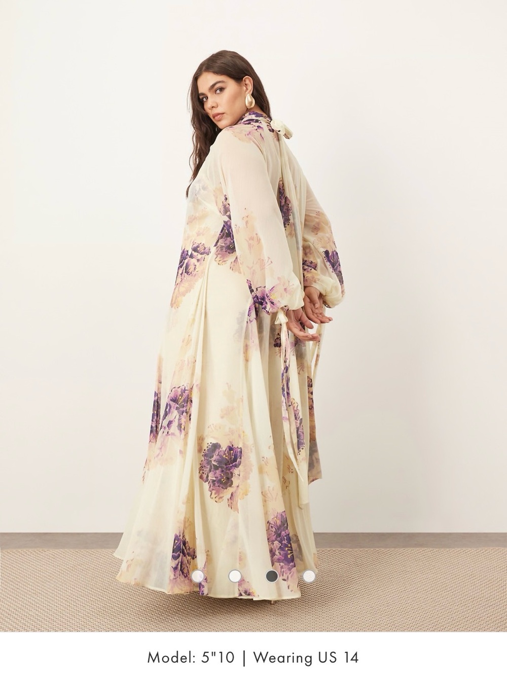 Romantic Purple Floral Sheer Maxi Dress - Women